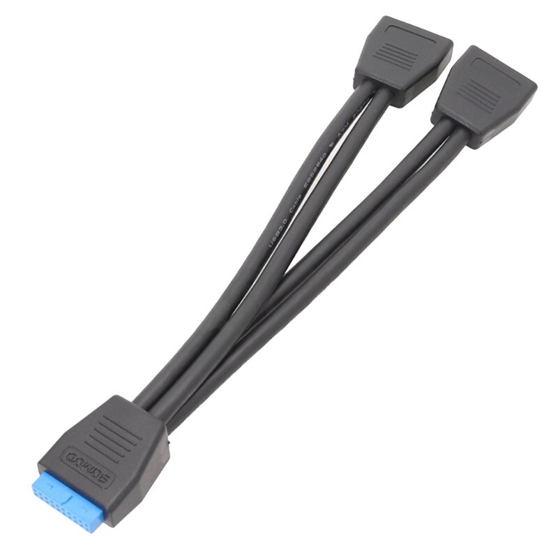 USB 3.0 Header Extension Cable, 19/20 Pin 1 to 2 Y Splitter Extension Adapter Dropship
