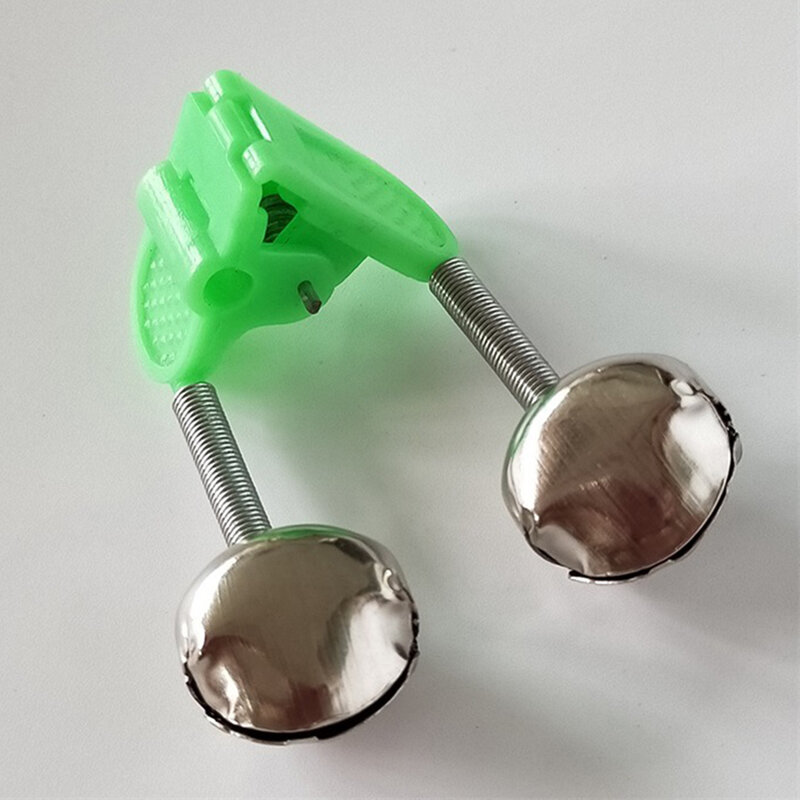 BITE 알람 낚시 알람, 더블 벨, 녹색 금속 알루미늄 플라스틱, 휴대용 낚시 장비, 4.5x2.5x2cm