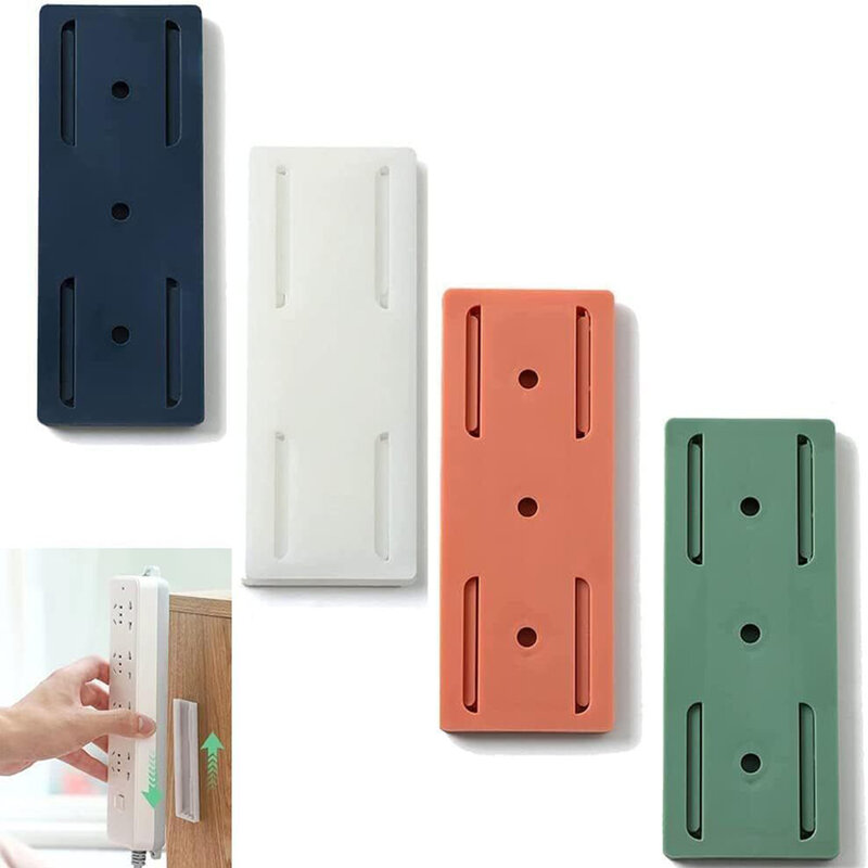 Wall-Mount Self Adhesive Power Strip Holder Plug & Extension Lead Organiser Fixer Cable Power Strip Holder Cable Wire
