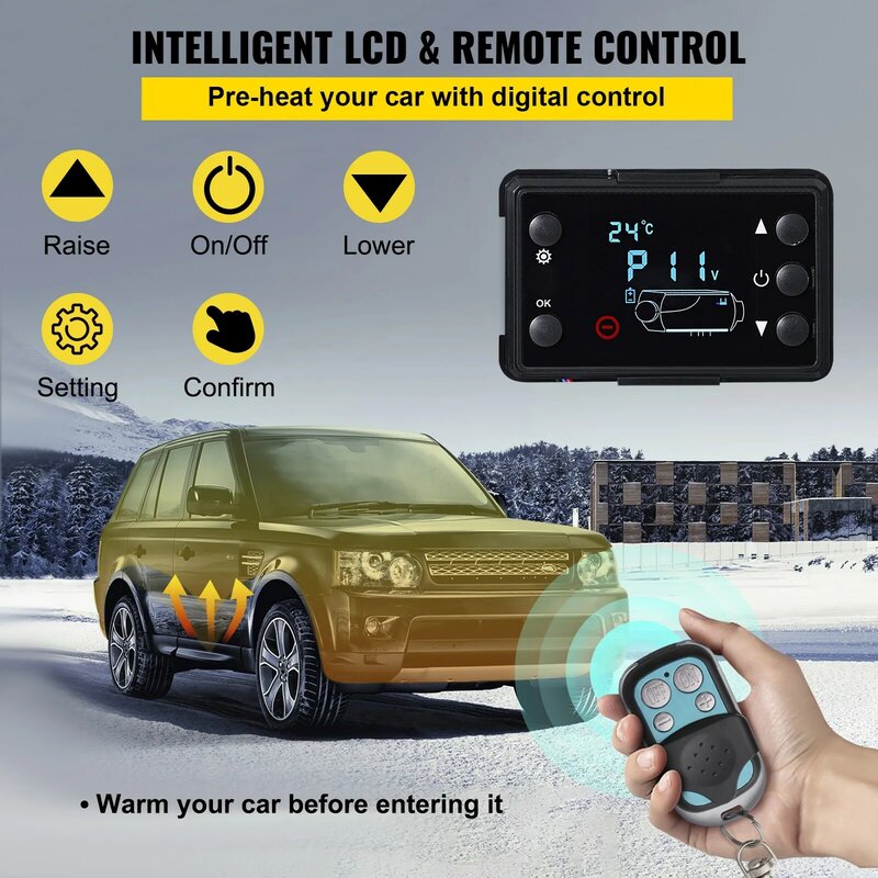 Vevor 5kw diesel aquecedor de ar 12v tudo em um com interruptor lcd & controle remoto silenciador estacionamento adequado para caminhão barco reboque do carro