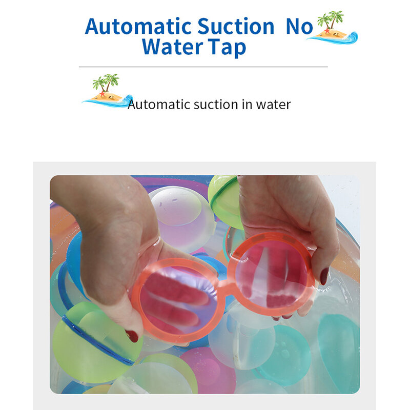 Reusable Water Balloons Magnetic Quick Fill Water Balloon Refillable Self Sealing Water Bomb Splash Balls for Kids Swimming Pool