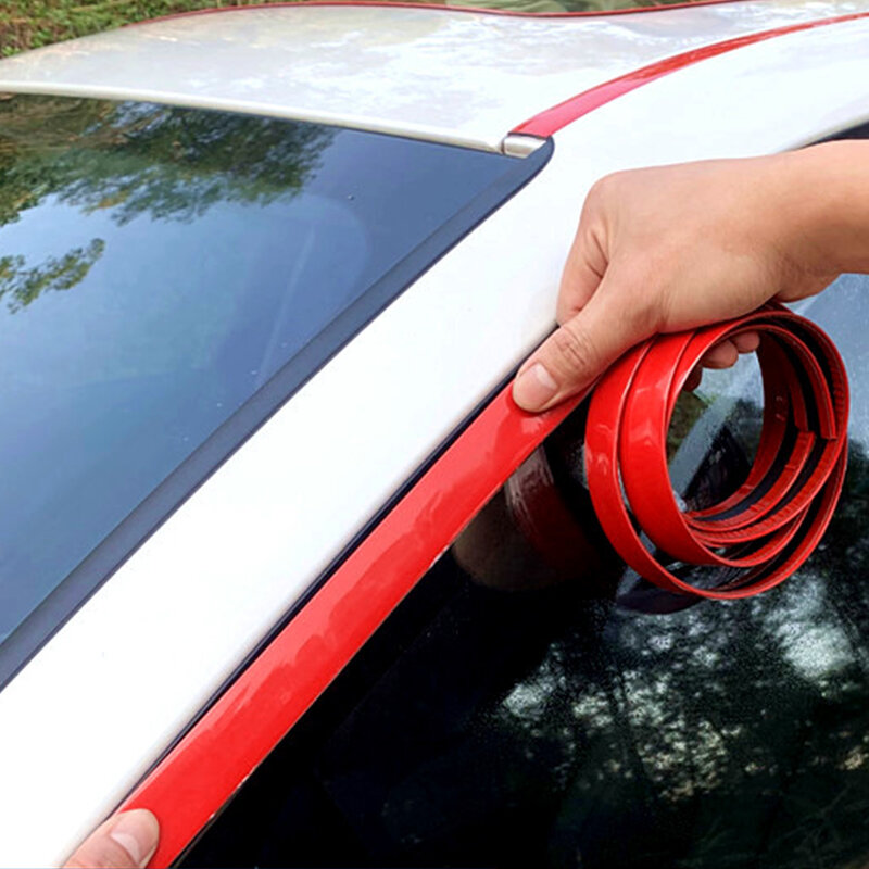 Tira de decoración roja para parachoques de coche, tira de protección para puerta y ventana, anticolisión, 3M/5M