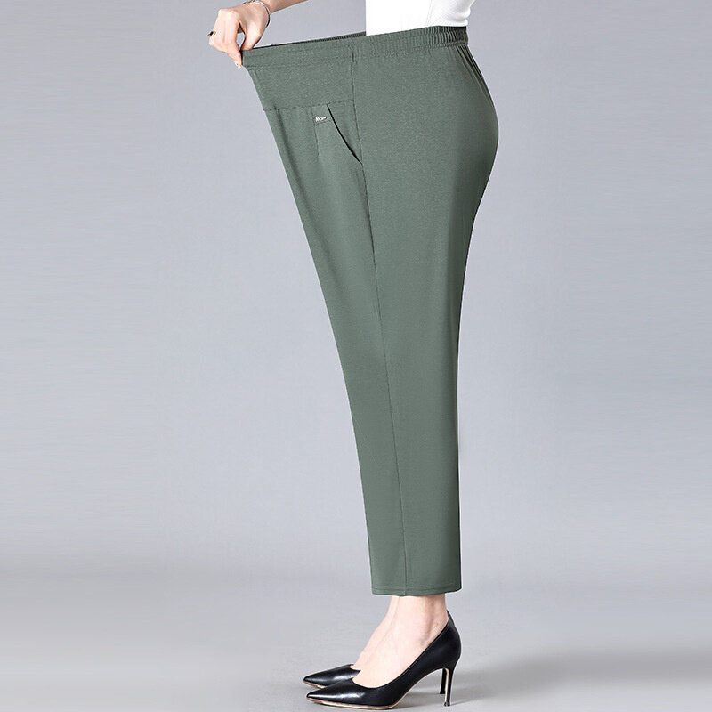 Pantalones de cintura alta para mujer, Pantalón recto, elástico, suelto, informal, 5XL, 6XL, 7XL, 8XL, 2023