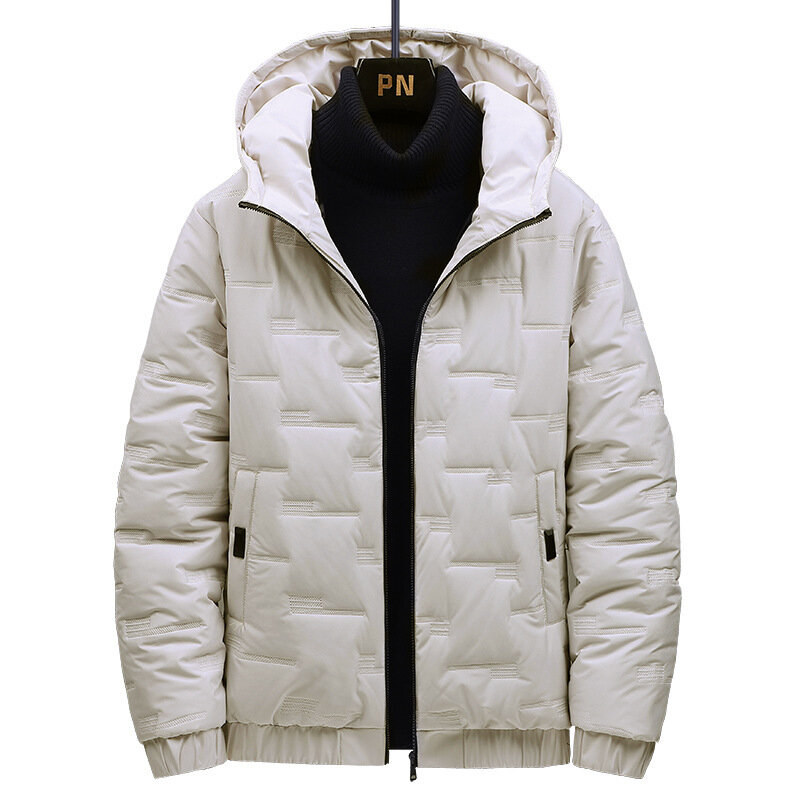 Jaket bertudung hangat untuk pria, jaket berlapis katun roti, jaket berlapis kapas Plus mantel longgar bulu domba untuk musim dingin