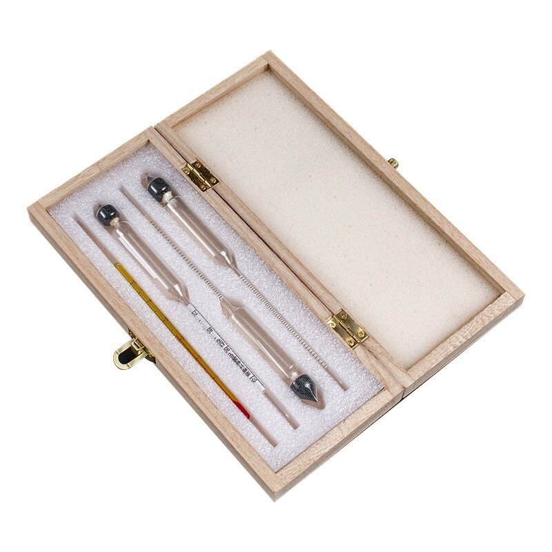 Vodka Whiskey Alcohol Wine Hydrometer Meter In Wooden Box Alcoholmeter Concentration Meter  (0-40%, 30-70%, 70-100%)