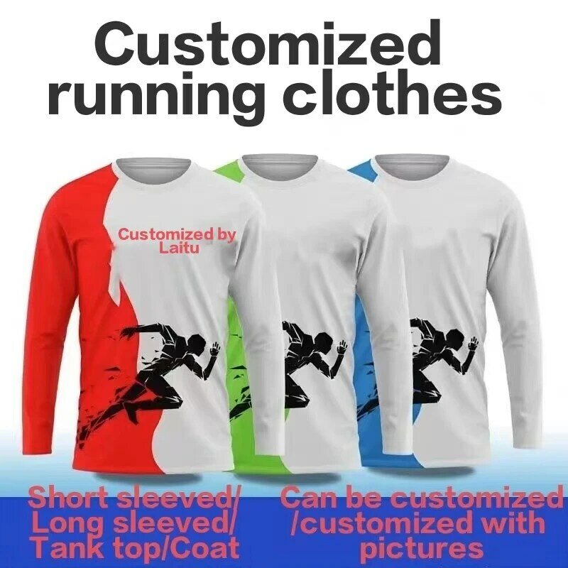 T-shirt de course à manches longues avec logo imprimé personnalisé, col rond nickel é, sports de marathon, rencontre automne et hiver, compétition