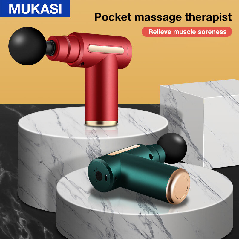 MUKASI-pistola de masaje con pantalla LCD, masajeador eléctrico para cuerpo, cuello y espalda, relajación muscular profunda, Fitness, adelgazamiento, terapia de alivio del dolor