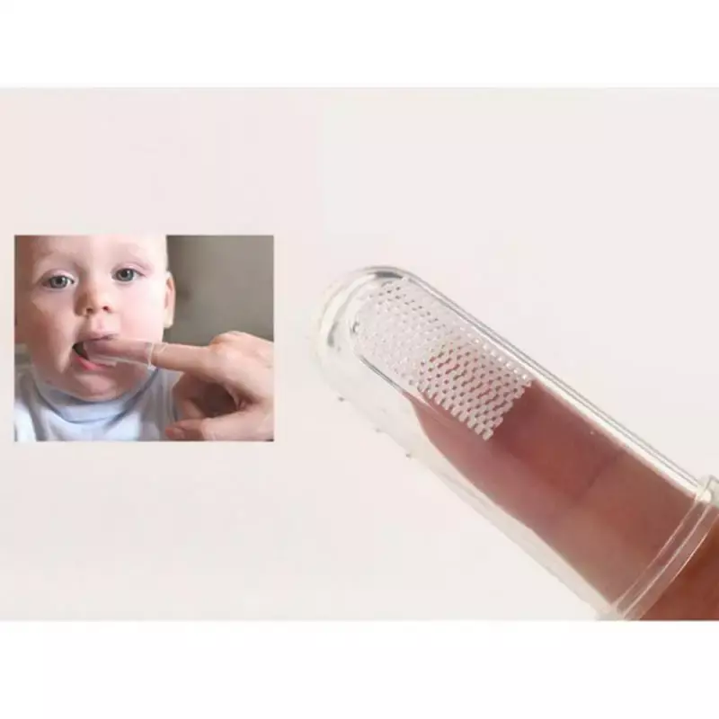 Cepillo de dientes de silicona con manga de dedo para bebé, cerdas suaves, cepillo de dientes para pecho de bebé, niños pequeños