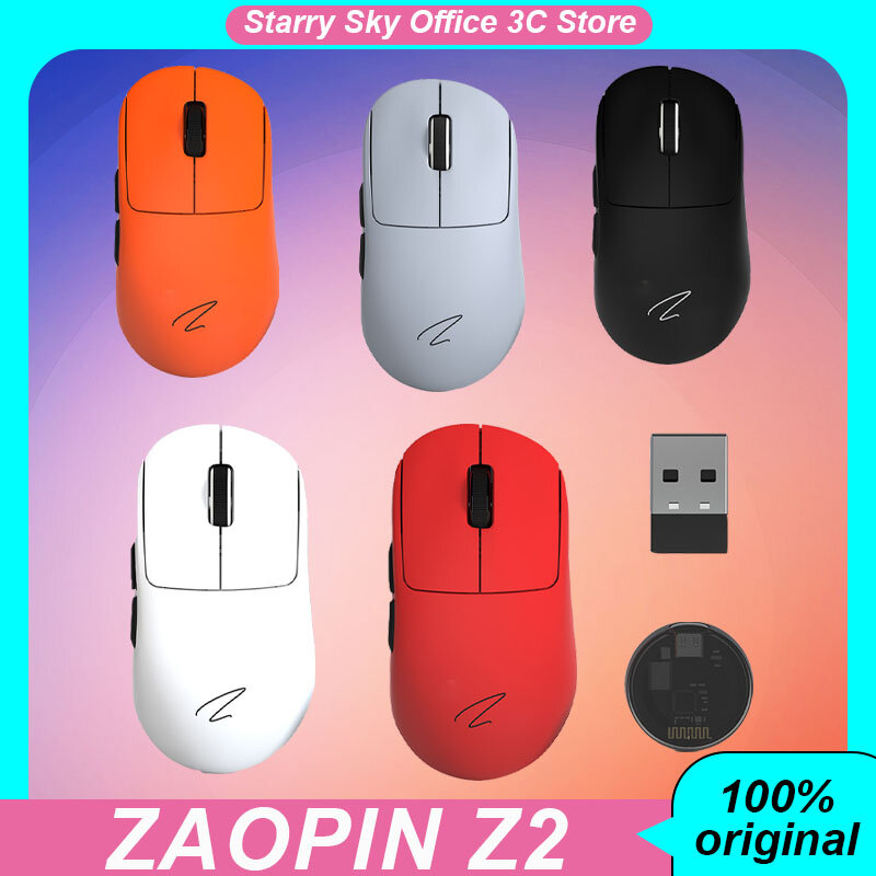 Zaopin-Souris sans fil Z2, Bluetooth, 3 modes, Paw3395, Capteur ergonomique, observateur, Ordinateur portable, Bureau, Souris de jeu personnalisée, Cadeau PC, 65g