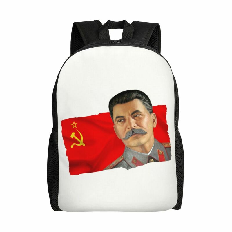 Niestandardowy plecak z flagą Stalin i ZSRR dla kobiet Mężczyźni Uczniowie szkół uniwersalnych Torba na książki Pasuje do 15-calowego laptopa Rosja Związek Radziecki Torby