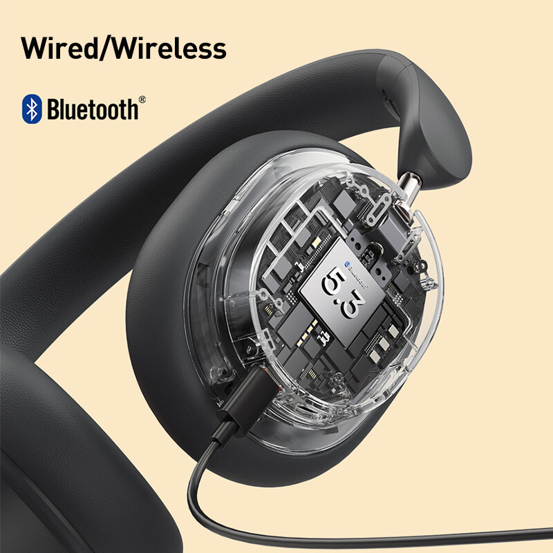 Baseus 《 D05 Headphone Nirkabel 3D Earphone Audio Spasial Bluetooth 5.3 Headset 40Mm Driver Lipat Headphone Telinga 70H