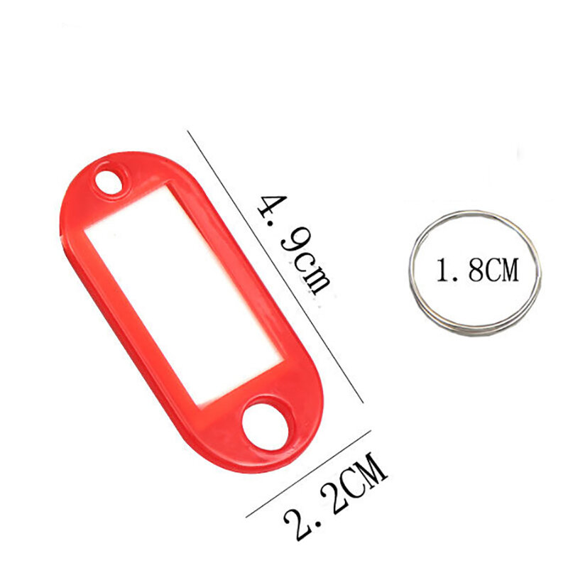 50/10Pcs Plastic Keychain Key Tags Id Label Name Tags With Split Ring For Baggage Key Chains Key Rings