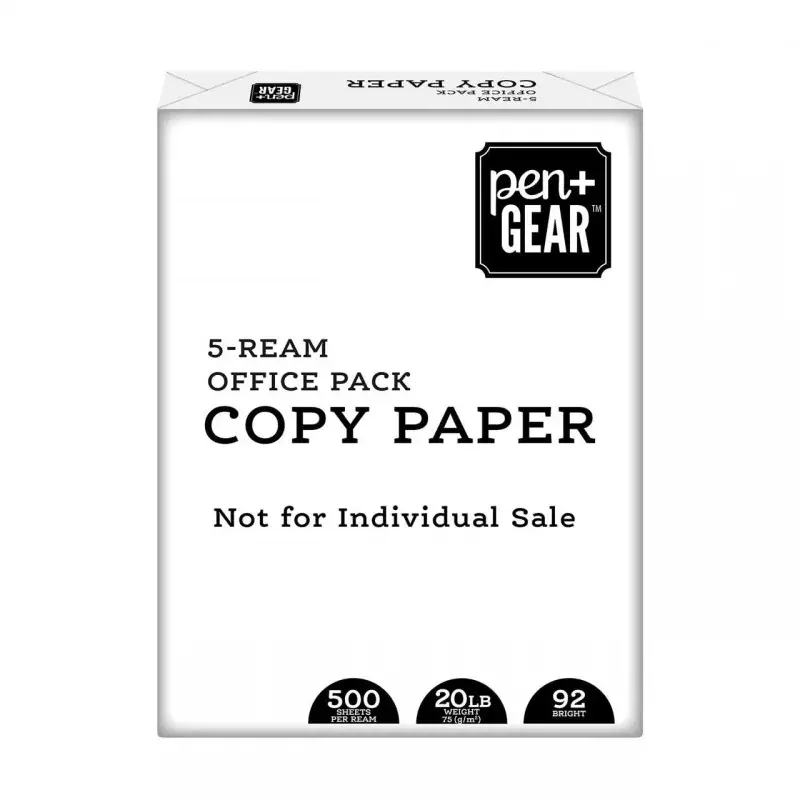 Pen Gear Copy Paper, 8.5x11 ", 92 Bright, 20 lb., 5 Resmas, 20.000 Folhas