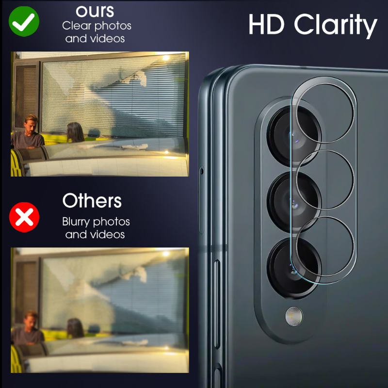 Filme de lente de câmera de vidro temperado, Protetor anti-risco para Samsung Galaxy Z Fold 5, Filme da câmera traseira