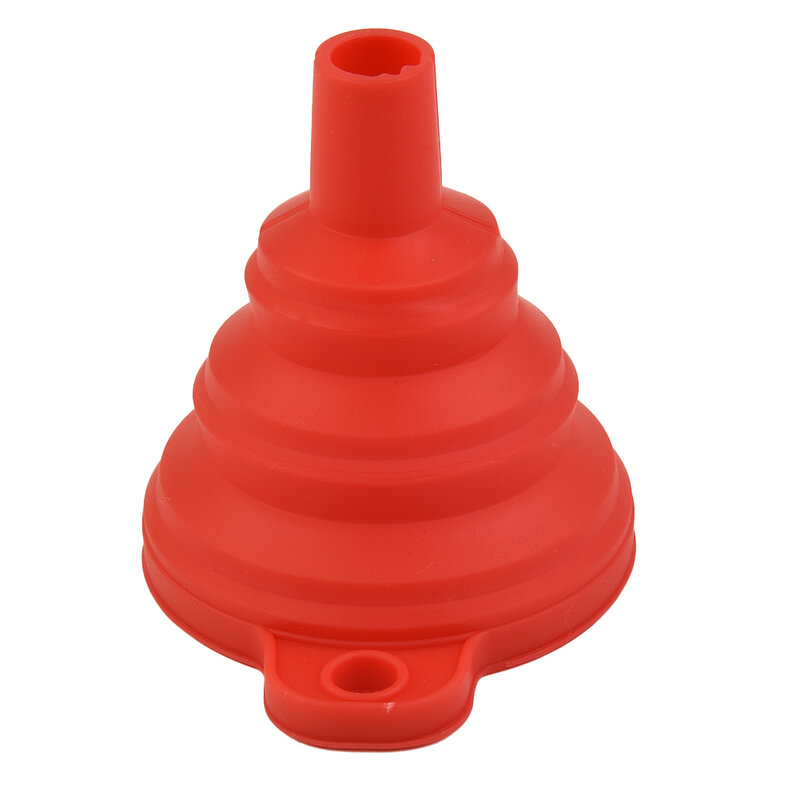 High Quality New Pratical Car Funnel Collapsible Oil Fuel Red Universal 1 Pcs 7.5cmX8cm Folded Gasoline Petrol