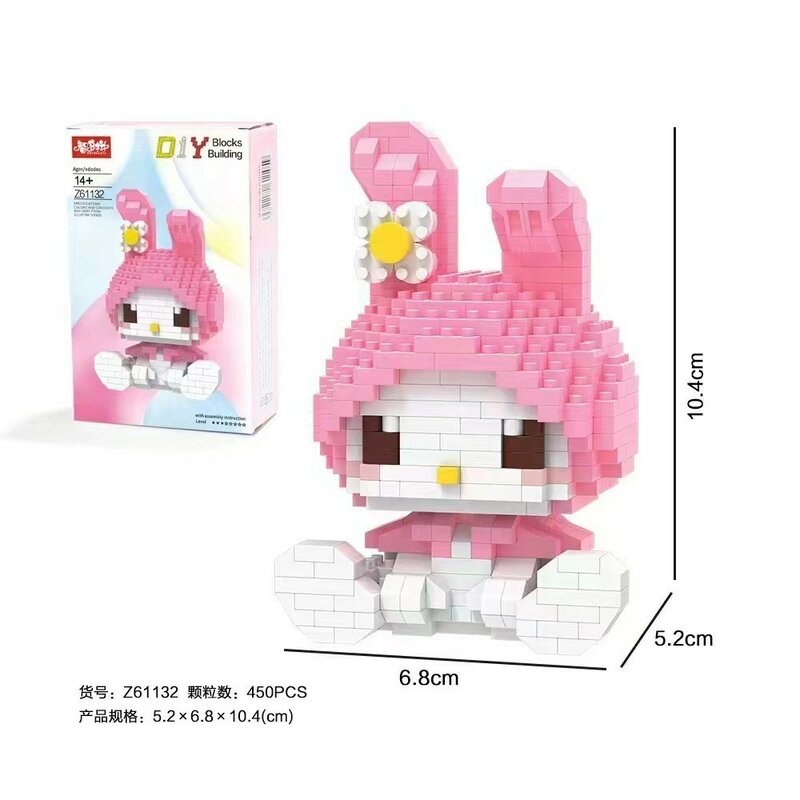 Hello Kitty Building Block Assembled Toys Decorative Ornament Sanrio Anime Figure Kuromi Model My Melody Children's Puzzle Gift