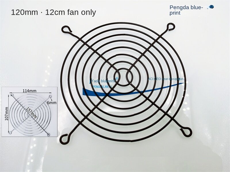 Ventilador de dissipação de calor Metal Wire Protective Mesh Cover, preto, novo, alta qualidade, 40mm, 50mm, 60mm, 80mm, 90mm, 120mm