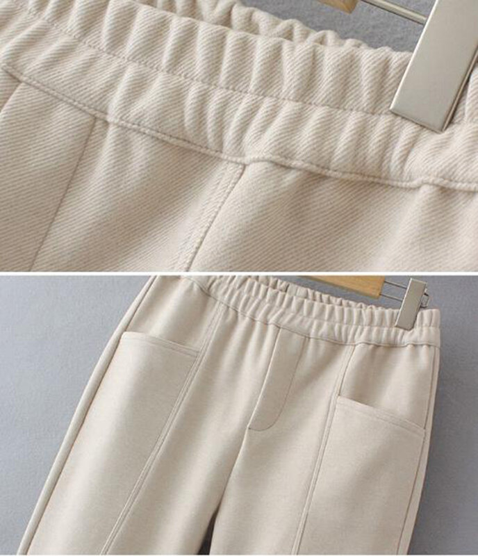 Calça de lã de cintura alta extragrande feminina, ternos de escritório, Hetero, senhoras, Moda coreana, Outono, Inverno, Novo, 2023