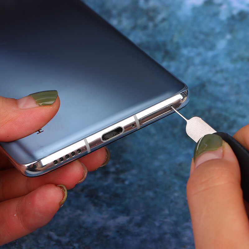 1 buah baki kartu Sim pelepas terbuka alat kunci jarum Pin untuk ponsel Universal untuk iPhone 12/SamSung kulit PU 360 ° putar portabel