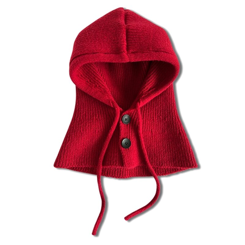 Chapeau à capuche en tricot pour étudiants adultes, coupe-vent, cagoule d'hiver, protection du cou, taille réglable, chapeau