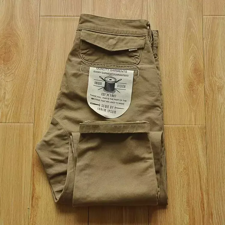 Pantalones Cargo Retro americanos para hombre, ropa de trabajo resistente, pantalones casuales sueltos de pierna recta resistentes al desgaste, novedad de 2024
