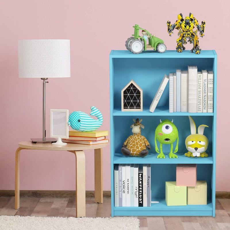 Furinno 3 JAYA Simple Home 3-Tier Adjustable Shelf Bookcase, Light Blue