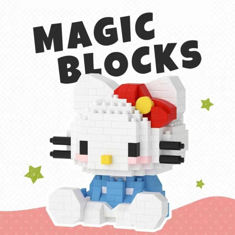 Hello Kitty Building Block Sanrio Anime Figure Kuromi New Assembled Toys Decor Ornament Model Children's Puzzle Dolls Xmas Gifts