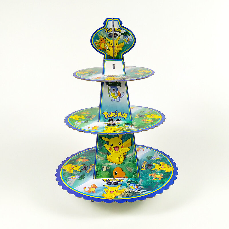1 szt. Pokémon tektura tort stojak uroczy figurka zabawkowa Anime Pikachu stojak na desery przyjęcie urodzinowe Boże Narodzenie Pokemon wystrój domu