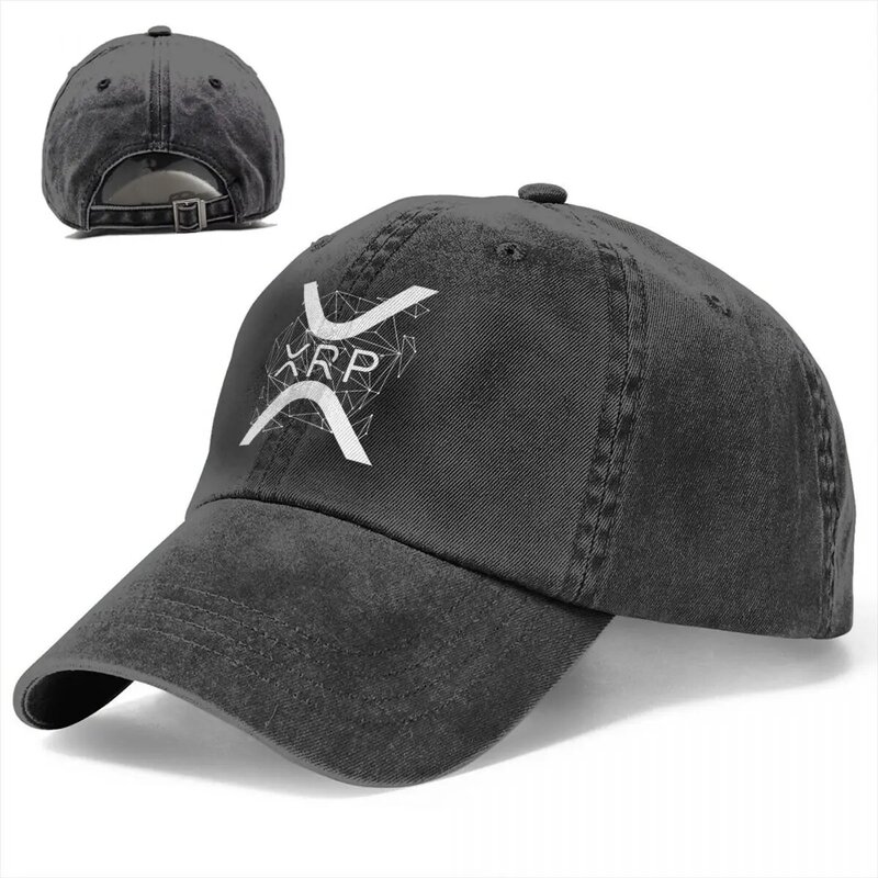 Ripple XRP Logo Cryptocurrency Baseball Cap Vintage Distressed Washed Block Chain Sun Cap Unisex Running Golf Gift Hats Cap