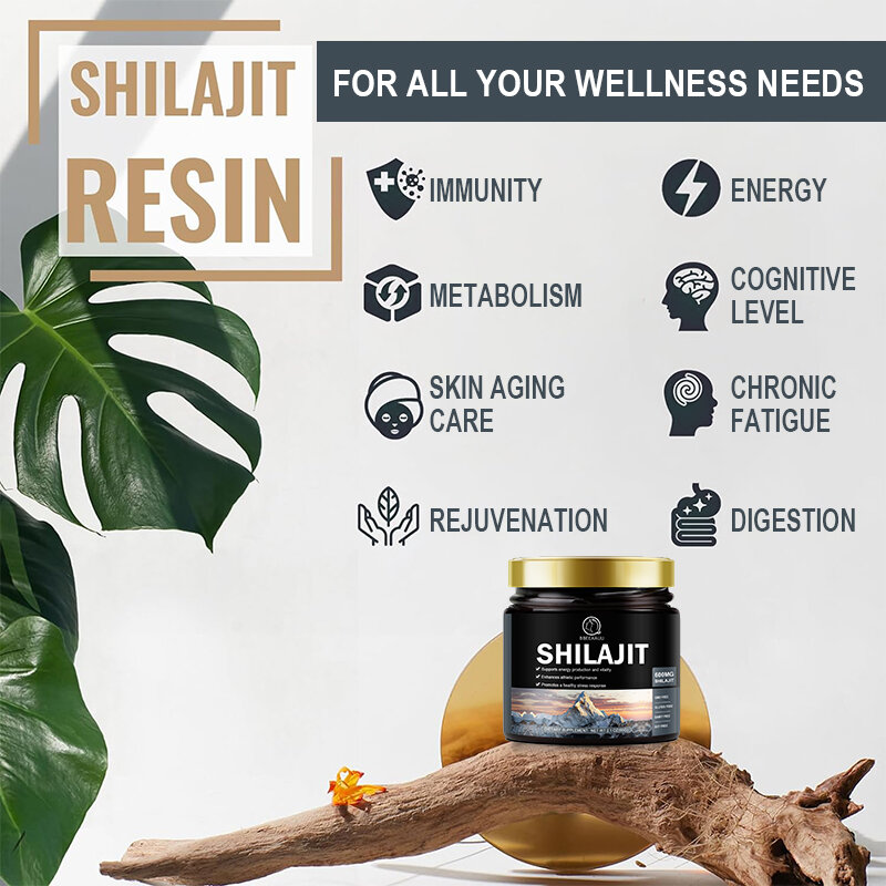 Bbeyaauu 600MG alami Resin Shilajit minuman asli suplemen Mineral untuk kesehatan imun, metabolisme keseluruhan kesehatan fisik