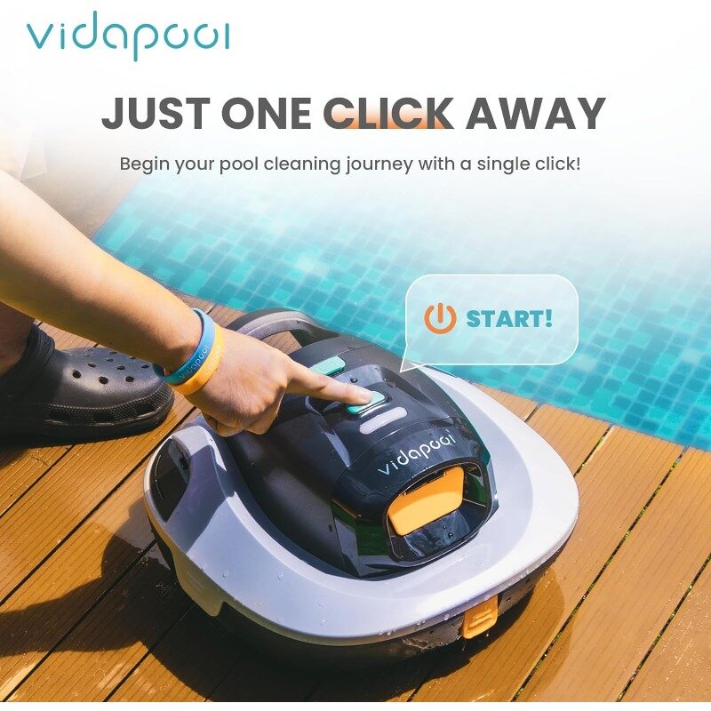Aspirapolvere per piscina robotico senza fili Orca, pulizia automatica portatile della piscina con indicatore LED, tecnologia di parcheggio automatico