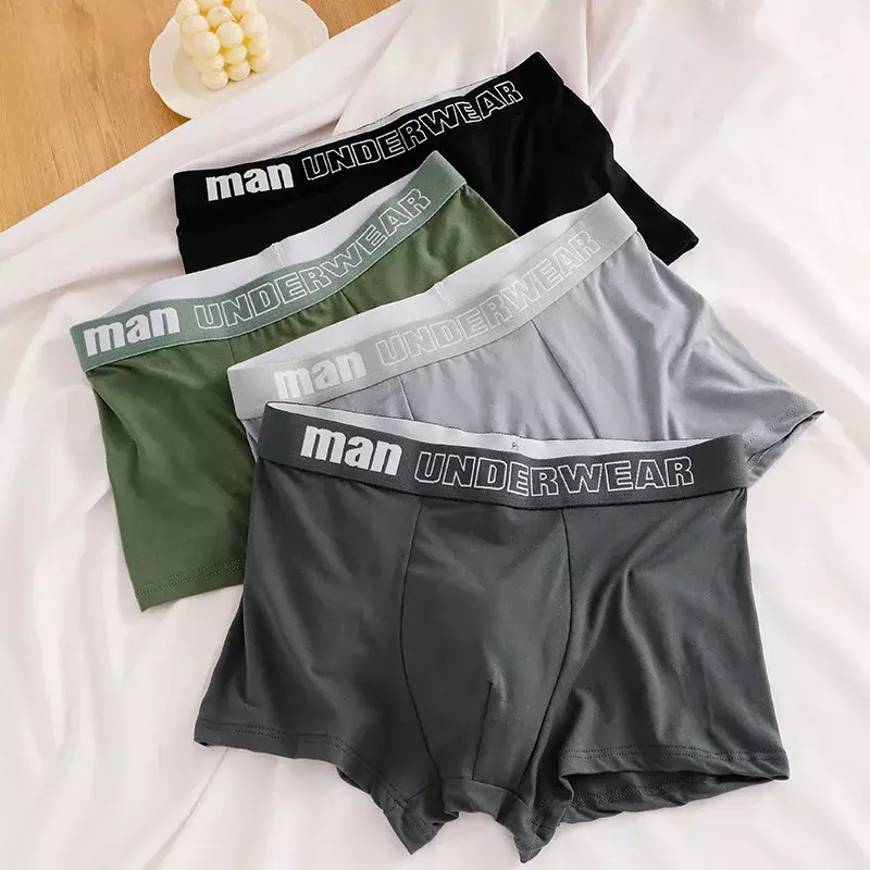 3 teile/los Mann Unterwäsche Mode Baumwolle bequeme atmungsaktive Boxer Männer Unterhosen männliche Brief gedruckt Höschen Shorts Unterwäsche