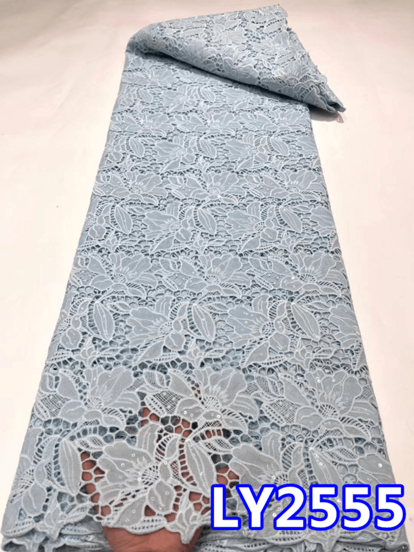 Африканская сухая кружевная ткань 2023, высококачественное кружево, швейцарская вуаль, кружево в Швейцарии, нигерийский гипюр, шнур, ткань для шитья LY2555