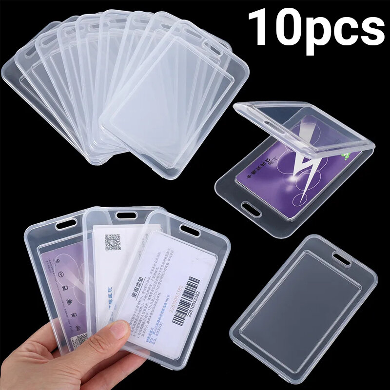 1-10 buah sarung kartu transparan antiair plastik kaku tempat kartu Bus kartu kredit bisnis pelindung lengan kartu ID Bank