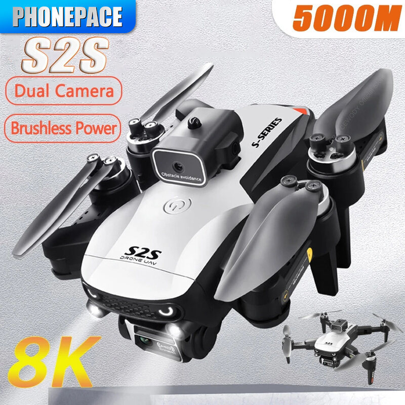 S2S Drone 4k kamera ganda HD 8K, pesawat nirawak kuadkopter lipat fotografi udara dengan motor tanpa sikat 25 menit