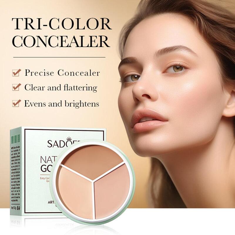 Three Color Concealer Cream Natural And Long Wearing Dark Circles Corrector For Face Waterproof Soft Full Coverage Foundati A3J3