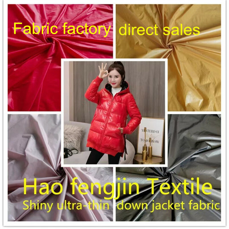 20D 380T nylon taffeta fabric calendering ,High quality Shiny ultra-thin down jacket fabric,cotton-padded jacket ,feather vest