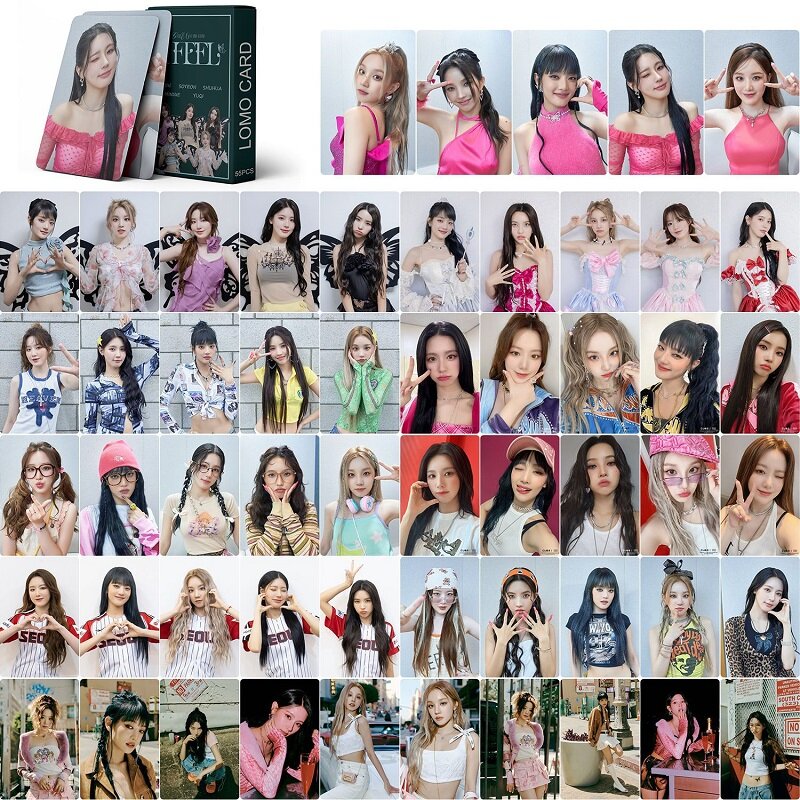 Álbum Kpop GIDLE I Feel Photocards, tarjetas Lomo (G)I-DLE, tarjetas fotográficas para chicas, tarjetas postales para colección de Fans, regalo, 55 unids/set