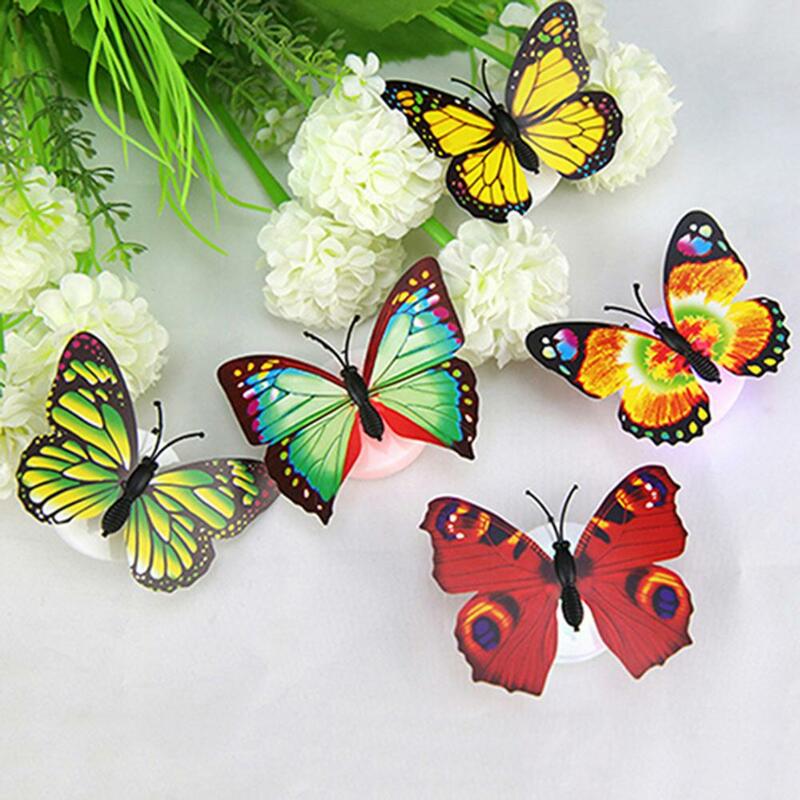 LED Butterfly Night Light 3D Butterfly Wall Stickers Lamps Self Adhesive Butterfly Night Light Color Changing Wall Decor Light