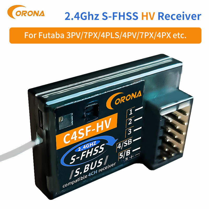 Receptor hv de corona c4sf 2.4g para futabas-fhss sbus 3pv 3pk 4pks 7pk t14sg splashproof