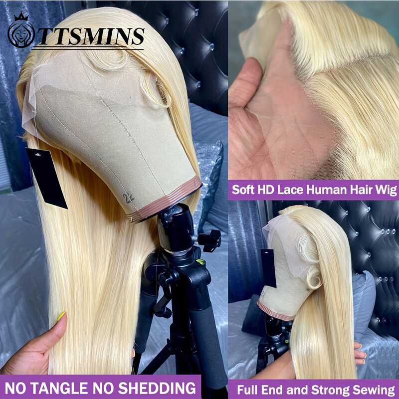 Pre Plucked 13X4 Blonde Lace Front Wig Human Hair Brazilian Bone Straight 613 Hd Lace Frontal Wig With Baby Hair Glueless Wigs