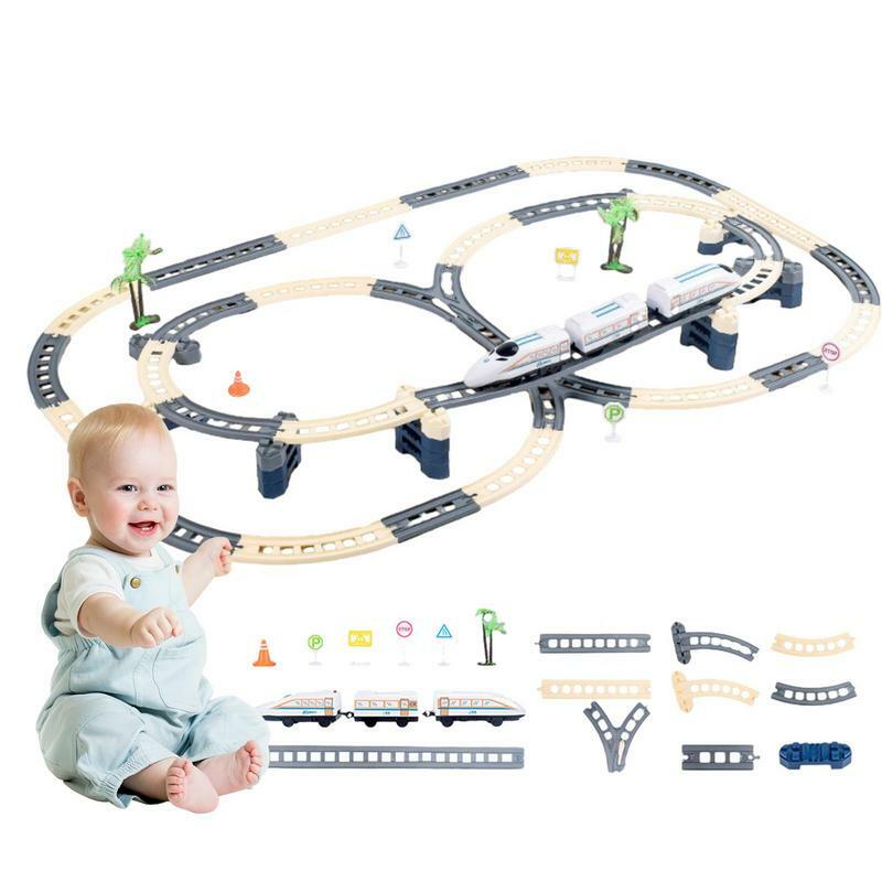 Железнодорожный рельс на батарейках Электрический высокоскоростной Железнодорожный строительные блоки кирпичи игрушки для детей креативное украшение