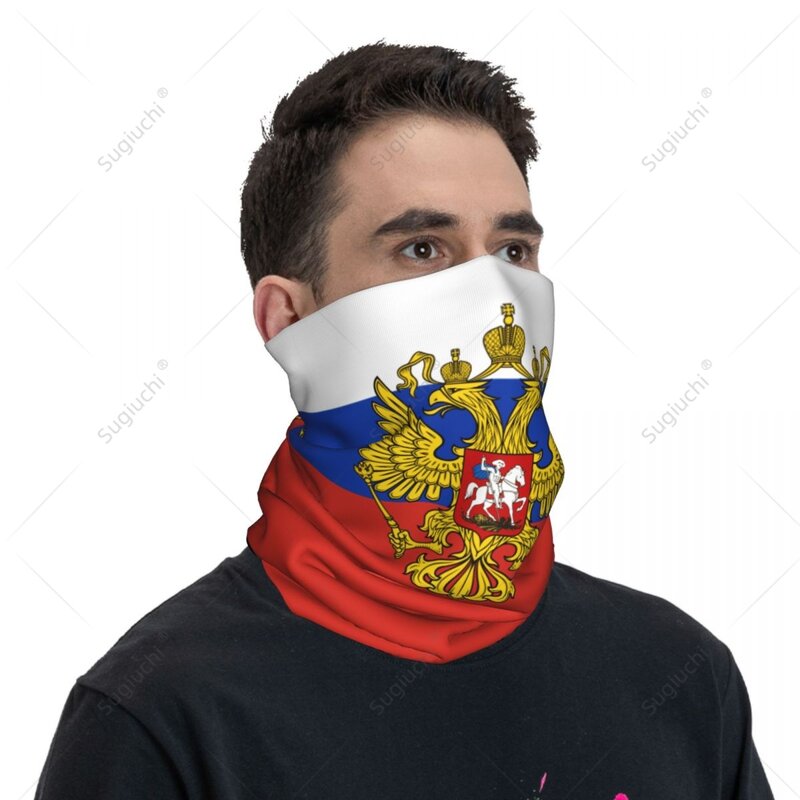 Syal masker wajah leher, syal syal bendera Rusia uniseks, syal leher penghangat leher, Bandana mulus, bersepeda mendaki