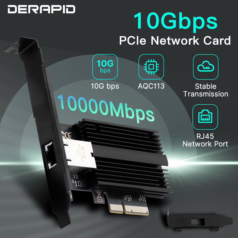 10GBps AQC113 PCIE ke RJ45 kartu jaringan 100Mbps/1G/2.5G/5G/10Gbps Antarmuka Ethernet Wired LAN Adapter untuk Desktop Win10/11