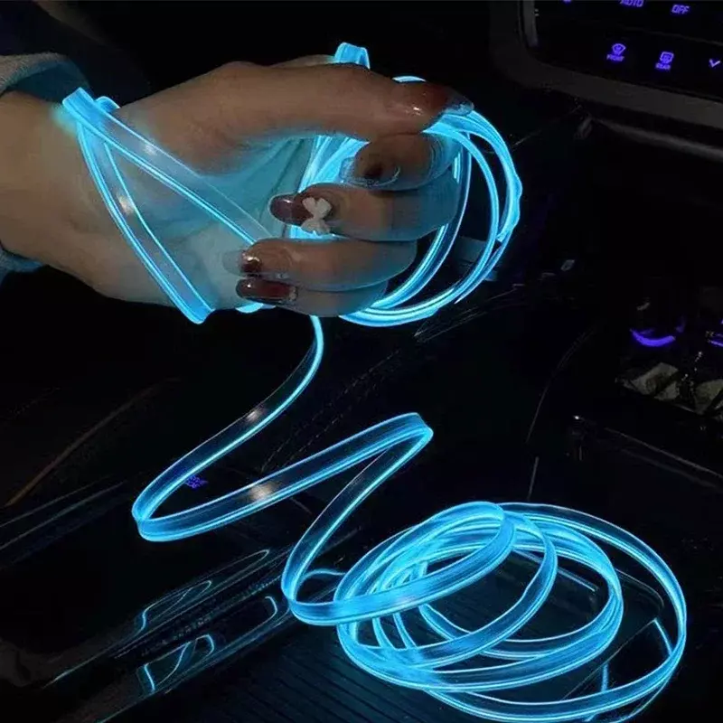 1m/3m/5m Auto Innenraum LED-Licht leiste el Flach draht Innen beleuchtung für das Auto DIY Dekorationen Licht USB-Atmosphäre Lichter