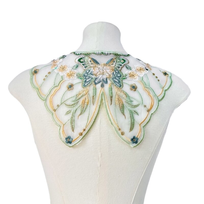 Borduren vlinder valse kraag parel kwastjes Vintage Yunjian sjaal voor meisjes 28TF