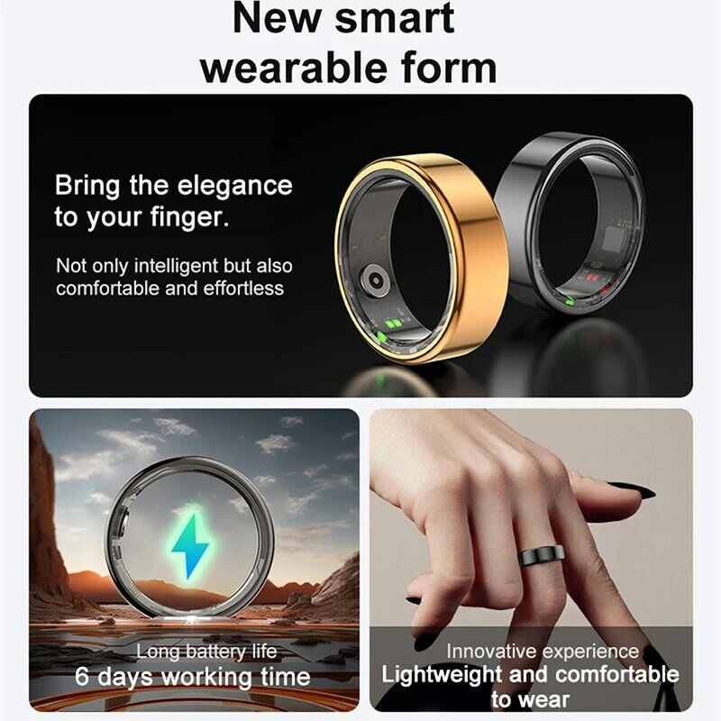5ATM Waterproof Smart Ring For Men Women Health Monitoring 100+ sport modes Fitness Tracking Waterproof Sport Ring Smart 2024New