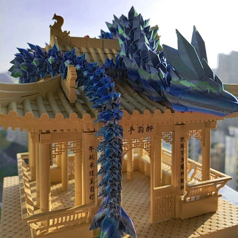 Dragón impreso en 3D con huevo, dragón articulado Flexible, como se muestra, PLA Posable, 4 piezas