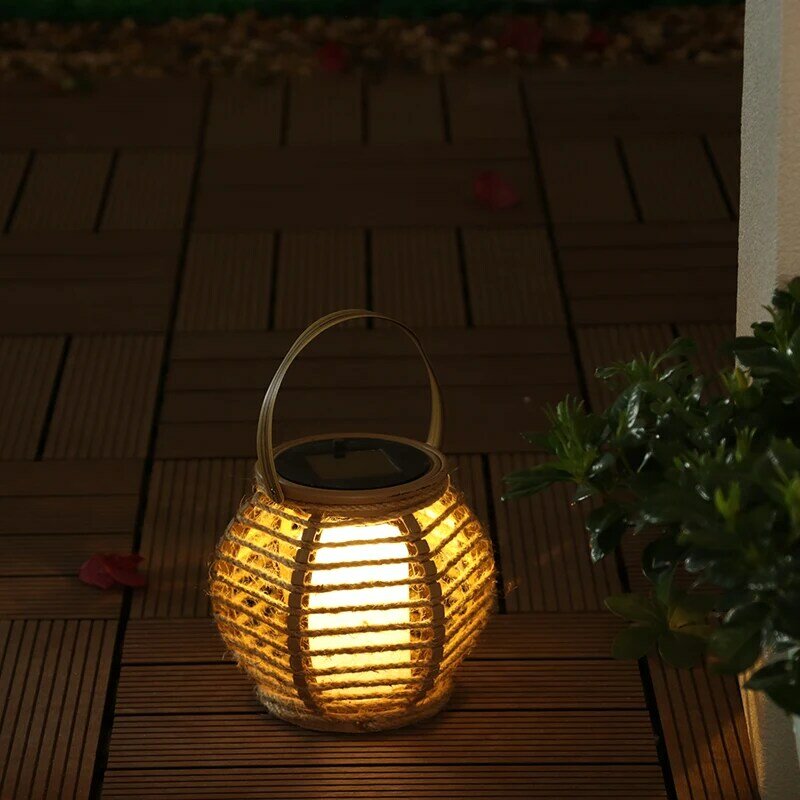 Lampada da giardino solare lampada da giardino lampada da giardino in Rattan impermeabile per esterni lampada da giardino a lanterna a LED lampada decorativa luce d'atmosfera