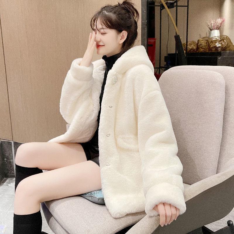 Fur Coat Medium Length 2022 Autumn Winter New Imitation Mink Hair Fashion Trend Slim Temperament Hooded Coat Women